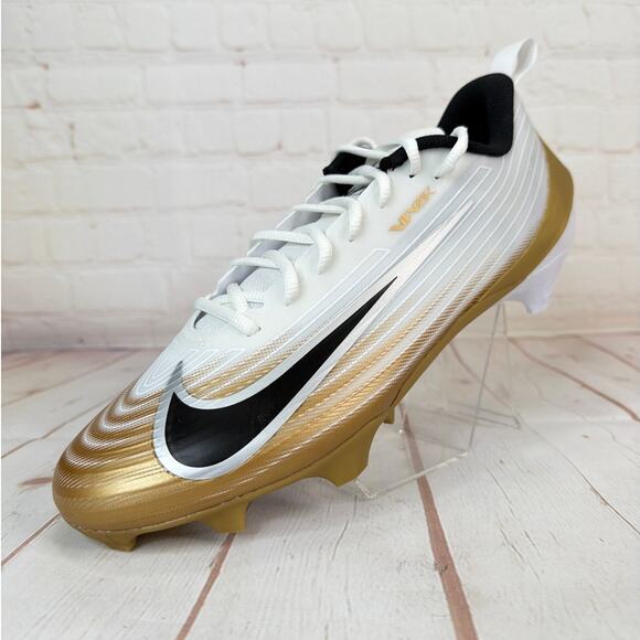 Nike Vapor Speed 3 White Metallic Gold Football Cleats Mens Size 12 (FB3303-103) - Picture 3 of 10